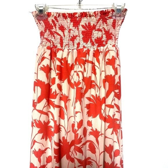 Patrizia Pepe Smocked  Strapless  Silk Floral Maxi Dress 4 - Picture 4 of 15